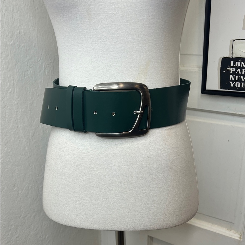 United Colors of Benetton Hunter Green Thick Leather Belt XS